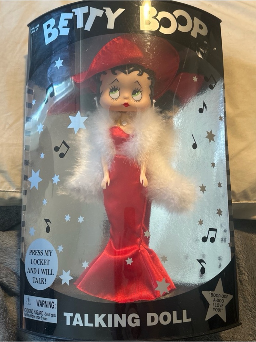 Betty Boop Red Dress Doll with White Feather Boa